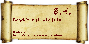 Bogdányi Alojzia névjegykártya